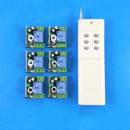 DC 12V 1000M 6-Channel Wireless Remote Control Switch White Blue Transmitter