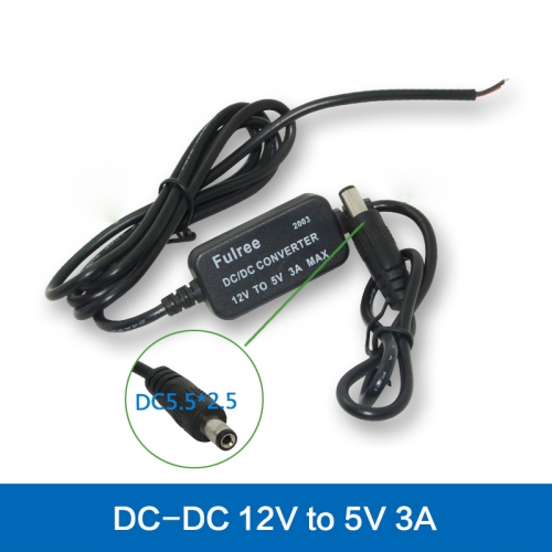 1M 12 V to 5V DC Car Power Converter with DC5.5*2.5mm Plug Adapter Charger Step Down Buck Voltage Regulator Module