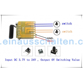 Mini DC3.7V-24V 2 Relais Fernbedienung Schalter 12v Learning Controller 433mhz  Funkschalter Elektronischer Auslöserelaisschalter Schaltermodul [0060205] -  €17.64 